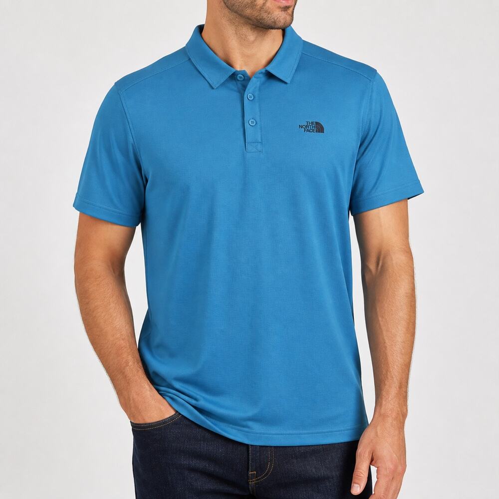 The North Face Polo Shirt Mens 2XL Blue Flashdry Short Sleeve